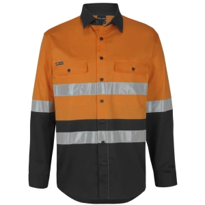 JB's Hi Vis (D+N) L/S Stretch Work Shirt - Thumbnail Image 2