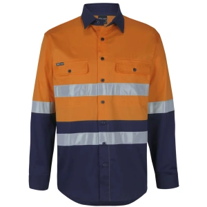 JB's Hi Vis (D+N) L/S Stretch Work Shirt - Thumbnail Image 4