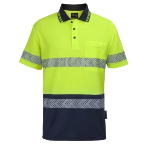 JB's Hi Vis (D+N) Cotton Back S/S Segmented Tape Polo - Thumbnail Image 2