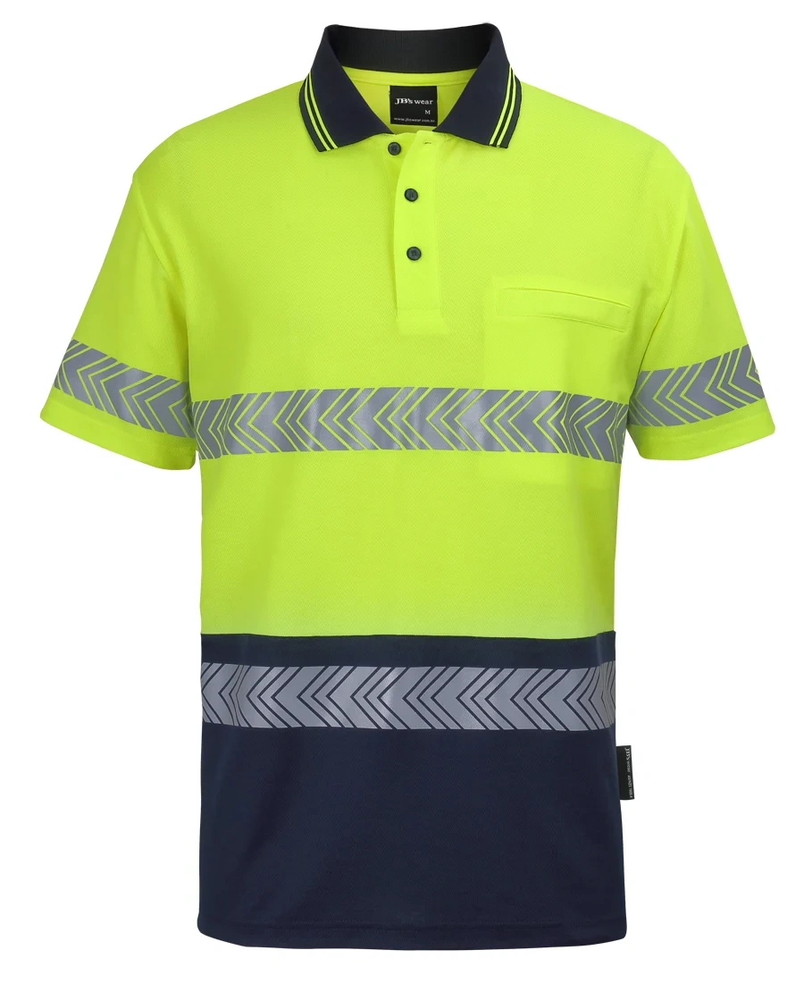 JB's Hi Vis (D+N) Cotton Back S/S Segmented Tape Polo - Image 2