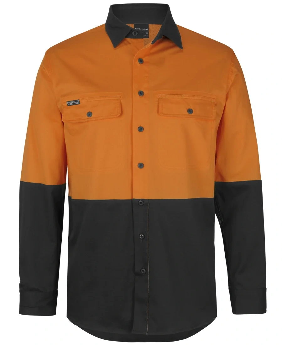 JB'S Hi Vis L/S Stretch Work Shirt - Image 2