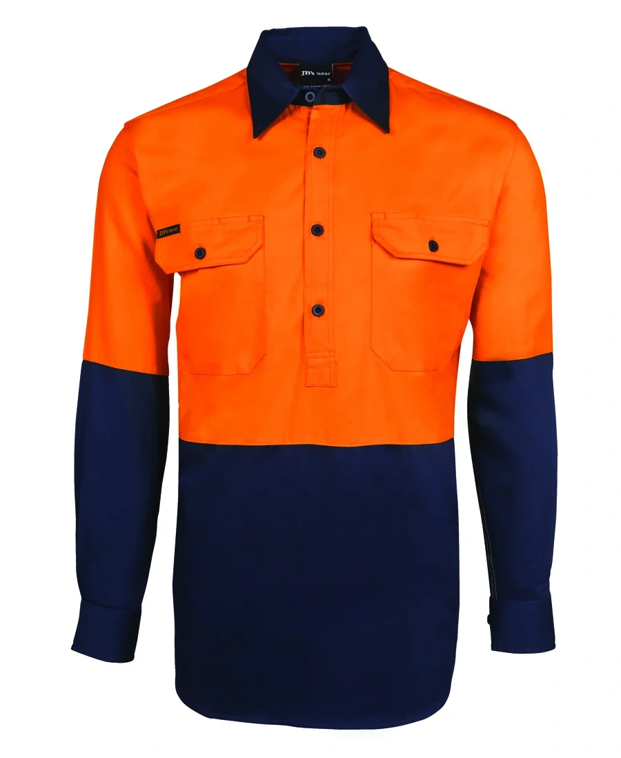 JB's Hi Vis Close Front L/S 190g Work Shirt - Image 2