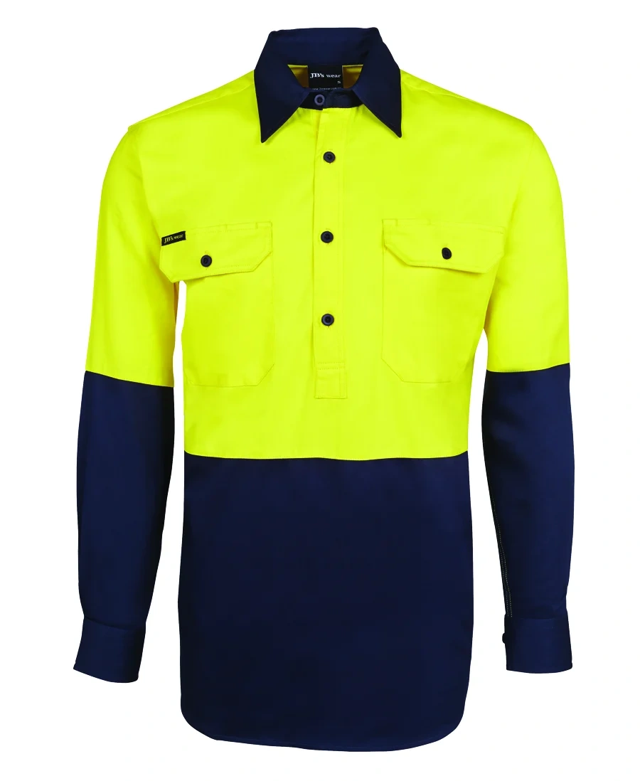 JB's Hi Vis Close Front L/S 190g Work Shirt - Image 4