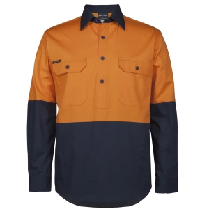 JB's Hi Vis Close Front L/S 150g Work Shirt - Thumbnail Image 2