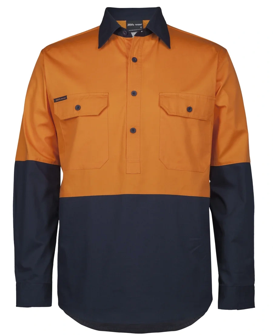 JB's Hi Vis Close Front L/S 150g Work Shirt - Image 2