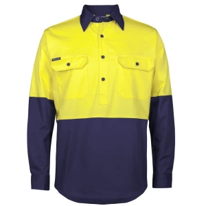 JB's Hi Vis Close Front L/S 150g Work Shirt - Thumbnail Image 4