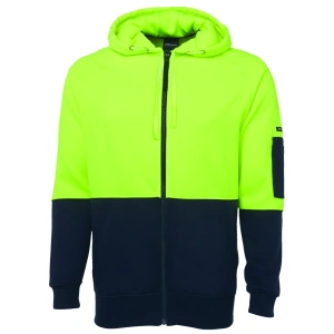 JB's Hi Vis Full Zip Fleecy Hoodie - Thumbnail Image 2