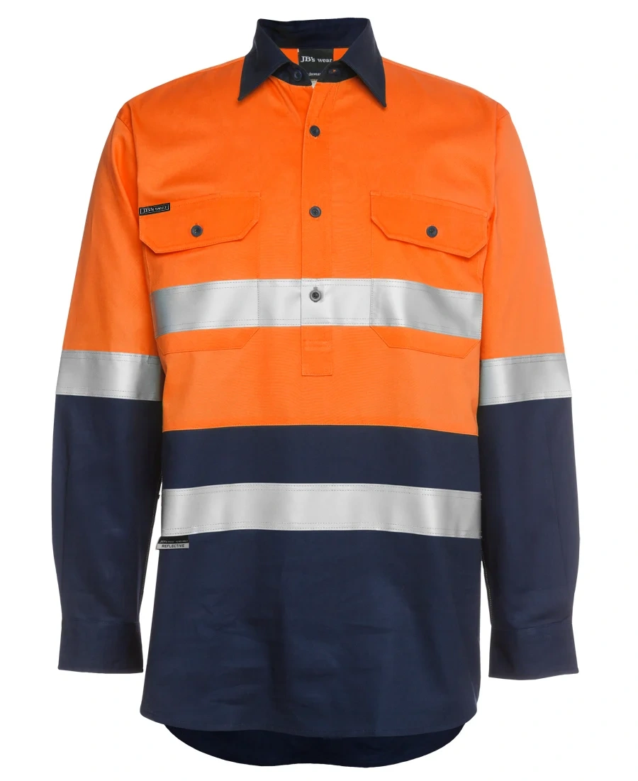 JB's Hi Vis (D+N) Close Front L/S 190g Work Shirt - Image 2