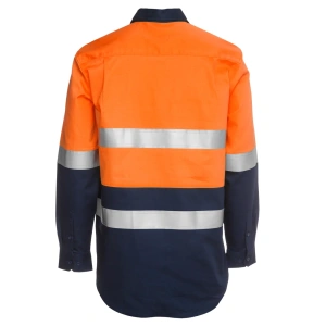 JB's Hi Vis (D+N) Close Front L/S 190g Work Shirt - Thumbnail Image 3