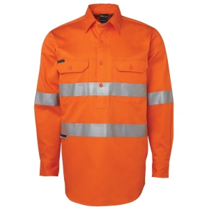 JB's Hi Vis (D+N) Close Front L/S 190g Work Shirt - Thumbnail Image 4
