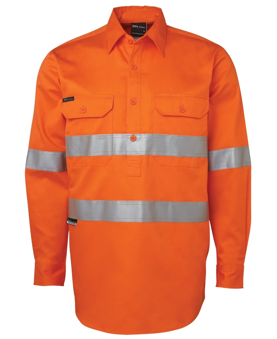 JB's Hi Vis (D+N) Close Front L/S 190g Work Shirt - Image 4