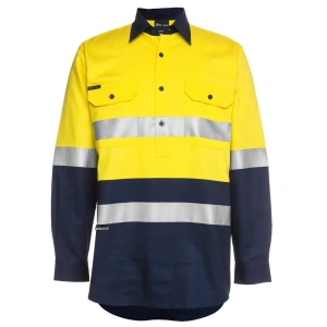 JB's Hi Vis (D+N) Close Front L/S 190g Work Shirt - Thumbnail Image 6