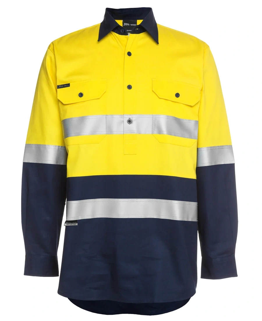 JB's Hi Vis (D+N) Close Front L/S 190g Work Shirt - Image 6