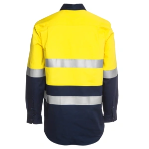 JB's Hi Vis (D+N) Close Front L/S 190g Work Shirt - Thumbnail Image 7
