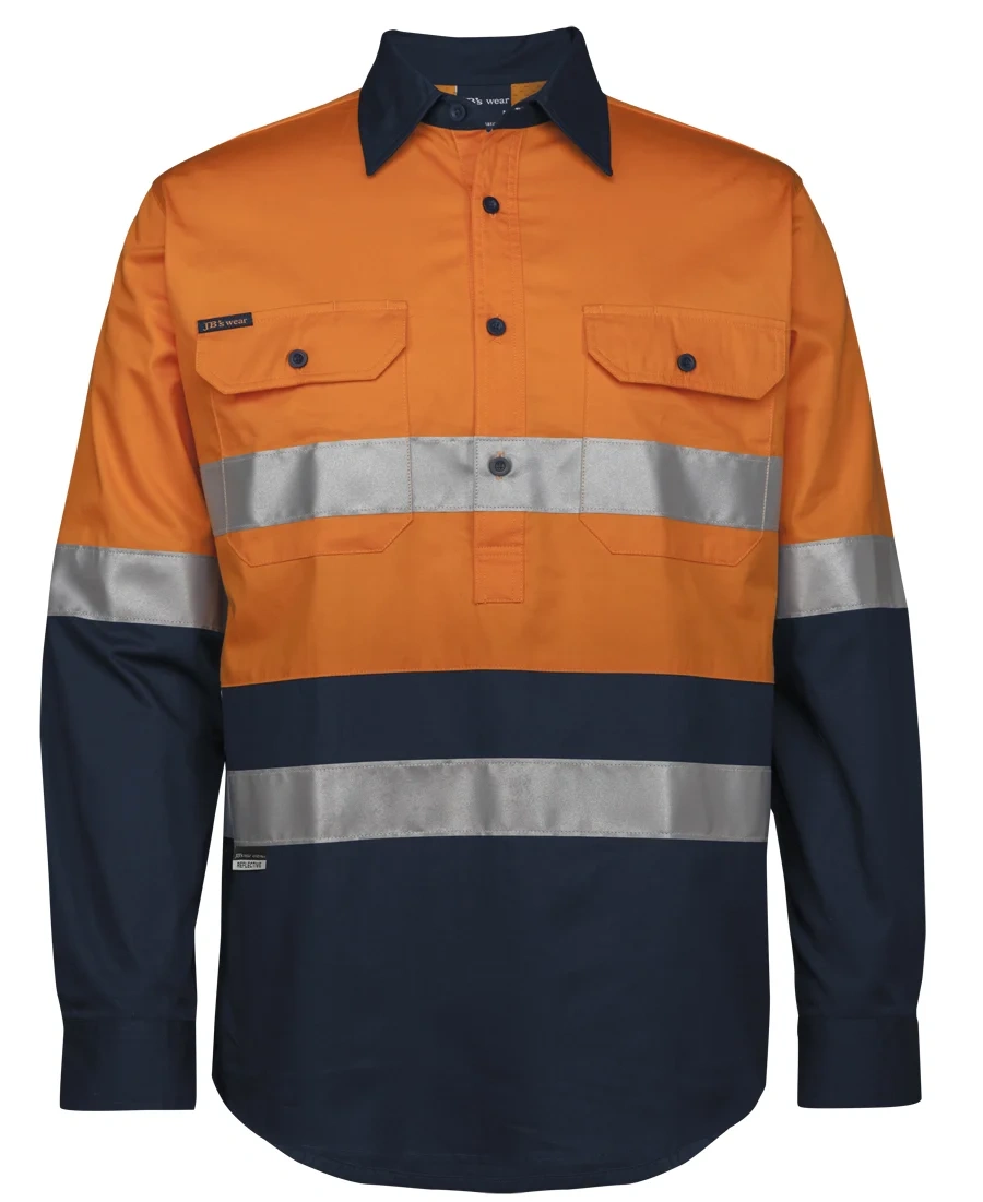 JB's Hi Vis (D+N) Close Front L/S 150g Work Shirt - Image 2