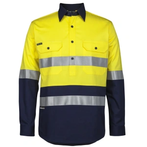 JB's Hi Vis (D+N) Close Front L/S 150g Work Shirt - Thumbnail Image 4