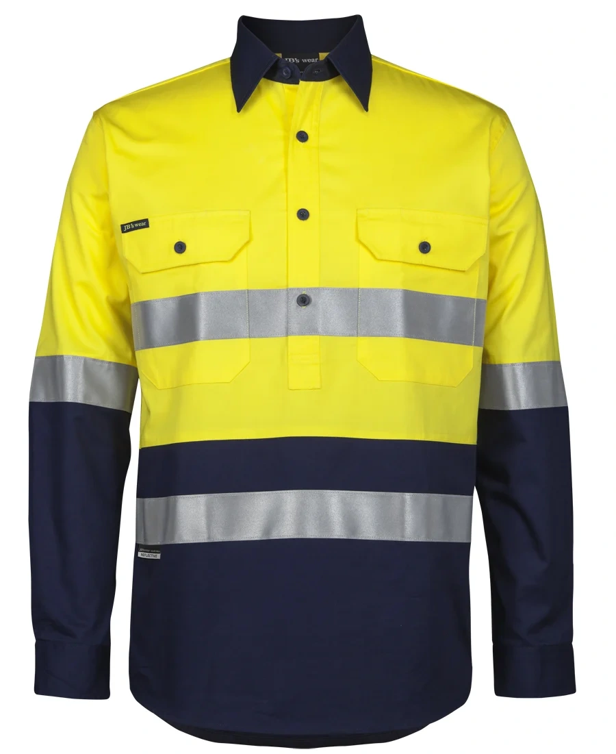 JB's Hi Vis (D+N) Close Front L/S 150g Work Shirt - Image 4