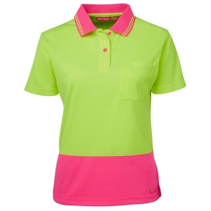 JB's Ladies Hi Vis S/S Comfort Polo - Thumbnail Image 2