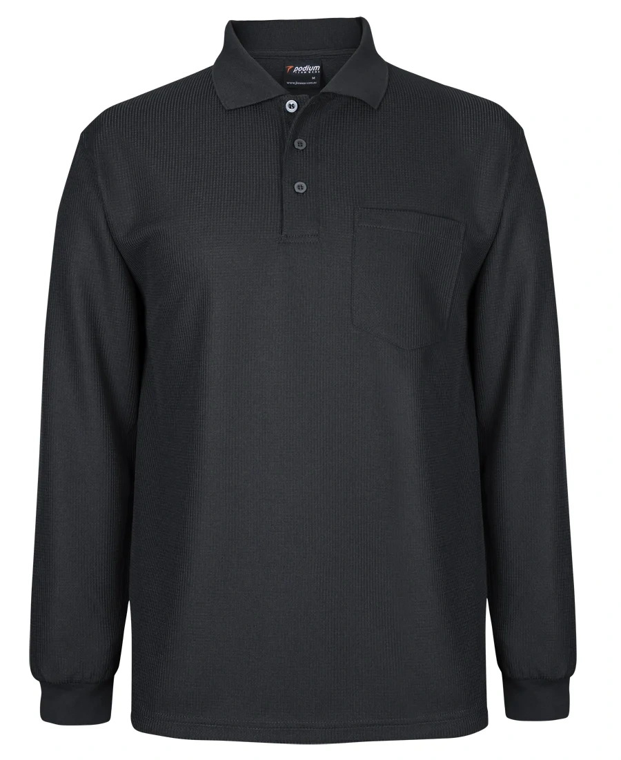 Podium L/S Waffle Pocket Polo - Image 2