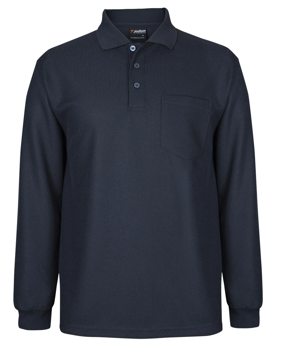 Podium L/S Waffle Pocket Polo - Image 4