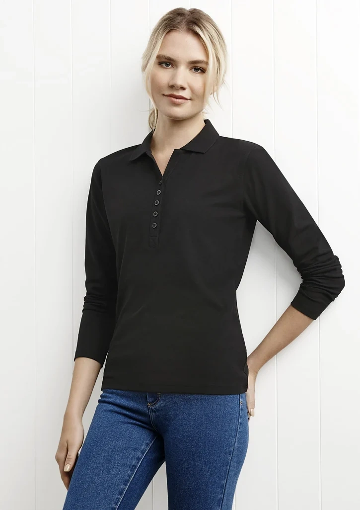 Womens Crew Long Sleeve Polo - Image 1