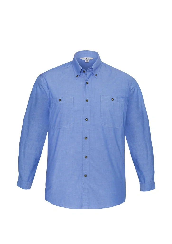 Mens Chambray Long Sleeve Shirt - Image 2