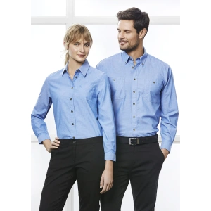 Mens Chambray Long Sleeve Shirt - Thumbnail Image 1