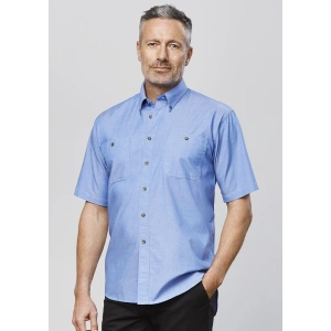 Mens Chambray Short Sleeve Shirt - Thumbnail Image 1