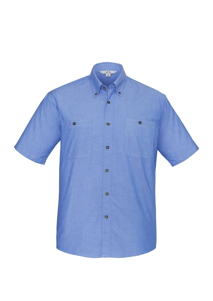 Mens Chambray Short Sleeve Shirt - Image 2