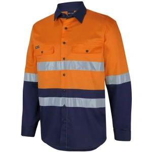 JB's Hi Vis (D+N) L/S Stretch Work Shirt - Thumbnail Image 1