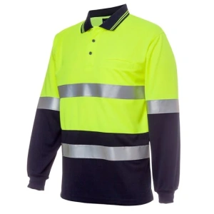 JB's Hi Vis L/S (D+N) Cotton Back Polo - Thumbnail Image 1