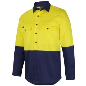 JB'S Hi Vis L/S Stretch Work Shirt - Thumbnail Image 1