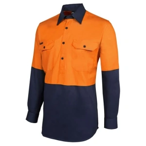 JB's Hi Vis Close Front L/S 190g Work Shirt - Thumbnail Image 1