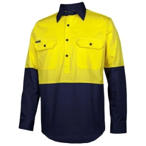 JB's Hi Vis Close Front L/S 150g Work Shirt - Thumbnail Image 1