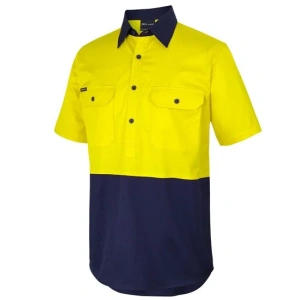 JB's Hi Vis Close Front S/S 150g Work Shirt - Thumbnail Image 1