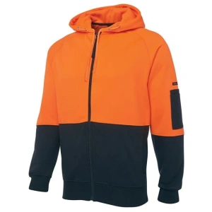 JB's Hi Vis Full Zip Fleecy Hoodie - Thumbnail Image 1