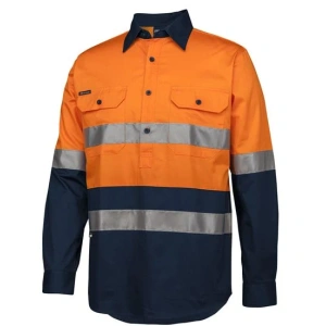 JB's Hi Vis (D+N) Close Front L/S 150g Work Shirt - Thumbnail Image 1