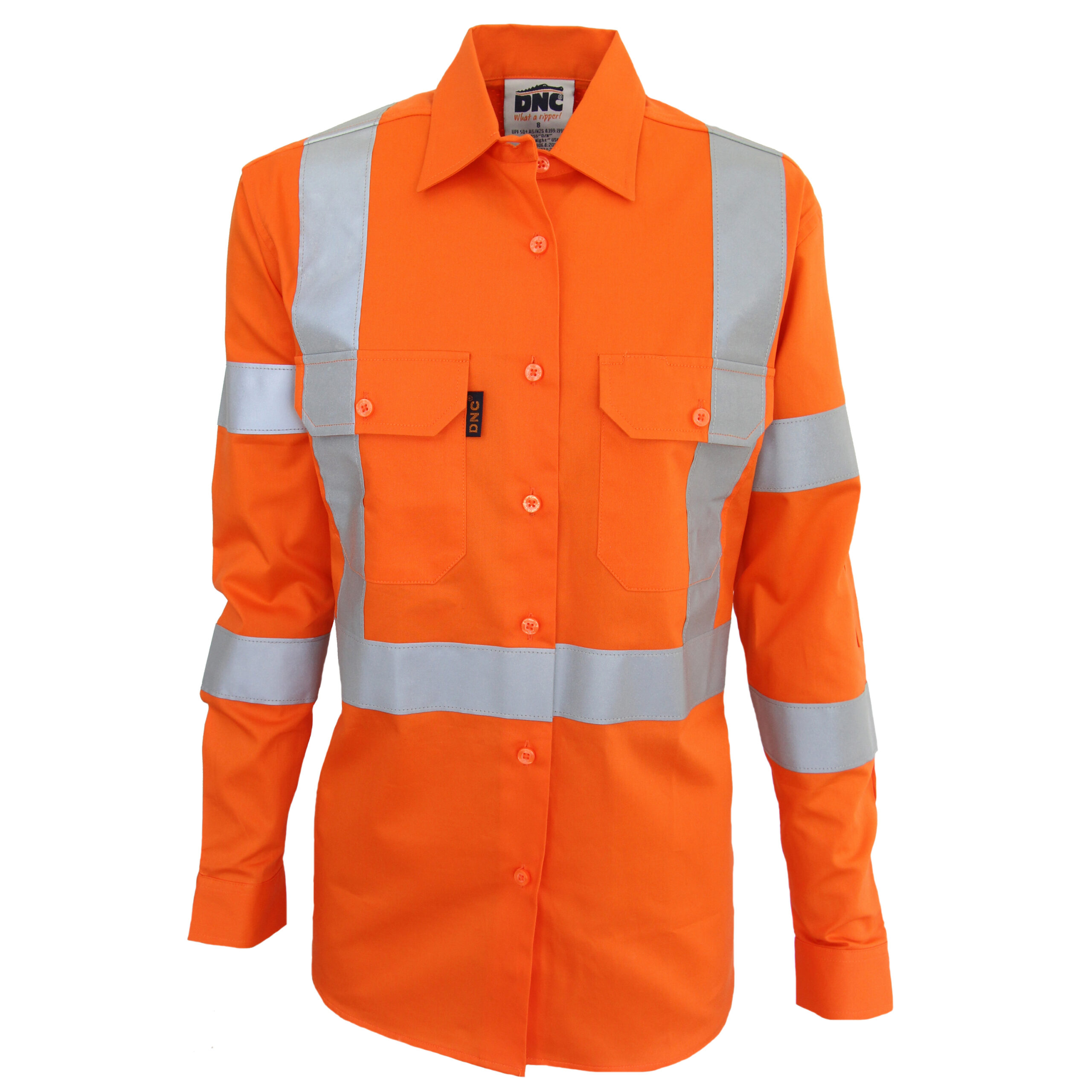 Ladies HiVis 3 way vented "X" back & Bio-motion taped shirt Orange
