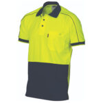 HiVis Cool-Breathe Double Piping Polo -
Short Sleeve Yellow/Navy
