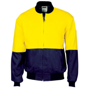 HiVis Two Tone Cott on Bomber Jacket Yellow/Navy