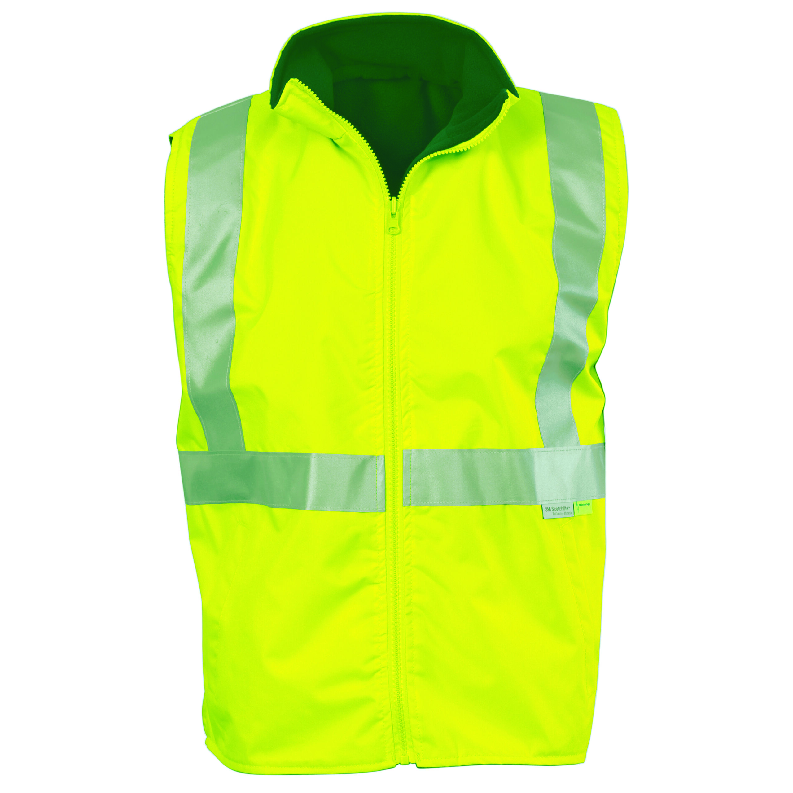 HiVis Reversible Vest with 3M R/Tape Yellow/Bottle Green
