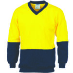 HiVis Two Tone Cotton Fleecy Sweat
Shirt V-Neck Yellow/Navy