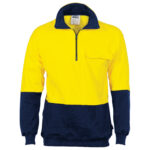 HiVis Two Tone 1/2 Zip Cotton Fleecy
Windcheater Yellow/Navy