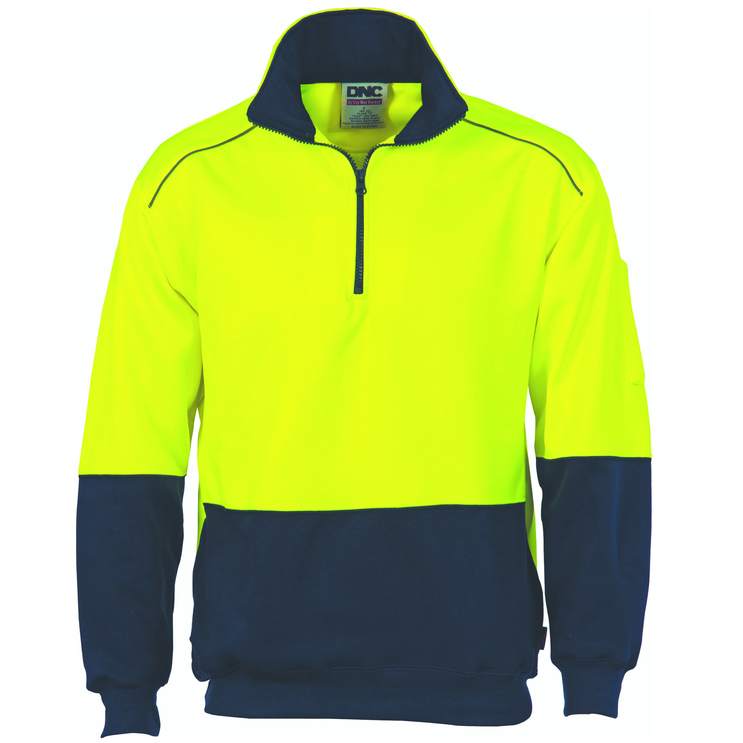 HiVis Two Tone 1/2 Zip Reflective Piping
Sweat Shirt Yellow/Navy