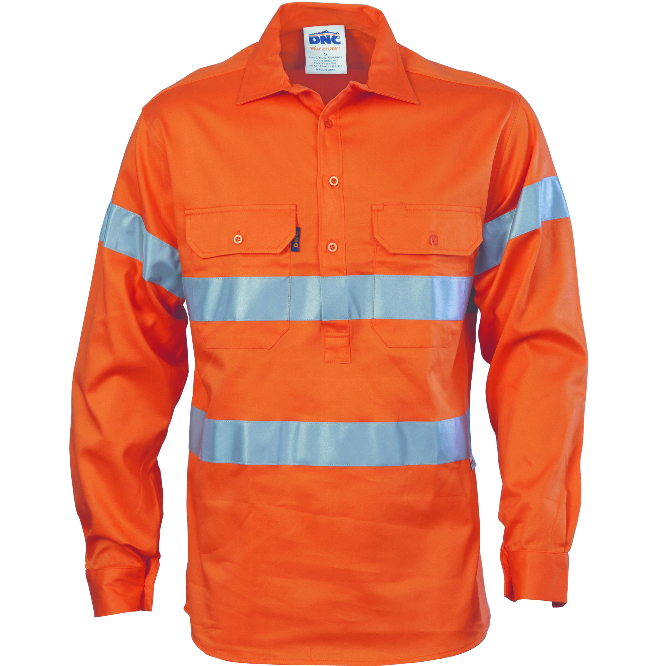 HiVis Cool-Breeze Close Front Cotton Shirt
with Generic R/Tape Orange