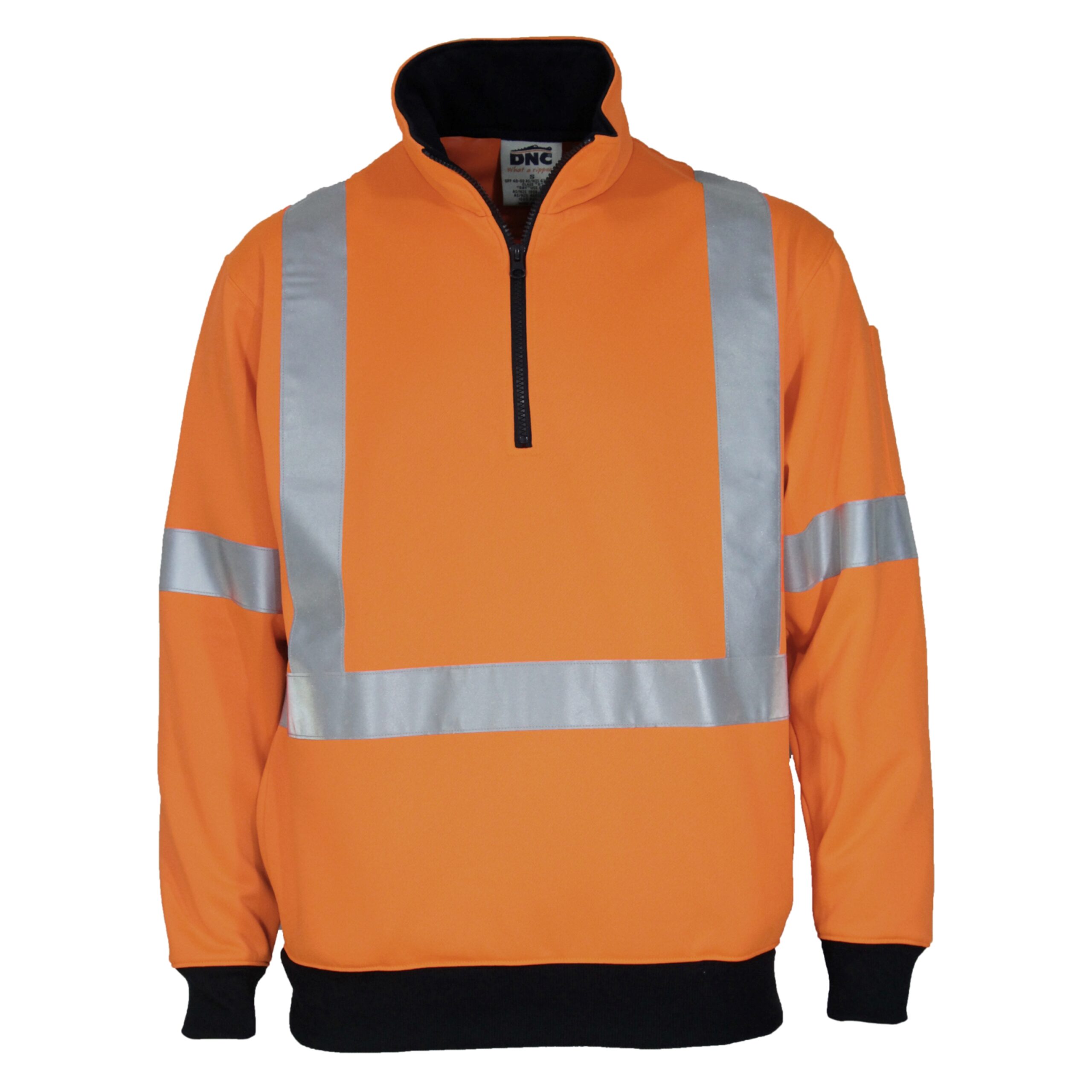 HiVis X Back 1/2 Zip Cotton Jumper Orange