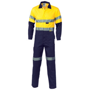 HiVis Cool-Breeze two tone L.Weight Cott on
Coverall with 3M R/Tape Yellow/Navy