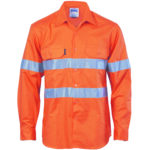 HiVis Cool-Breeze Vertical Vented Cotton Shirt
with Generic R/Tape - Long sleeve Orange