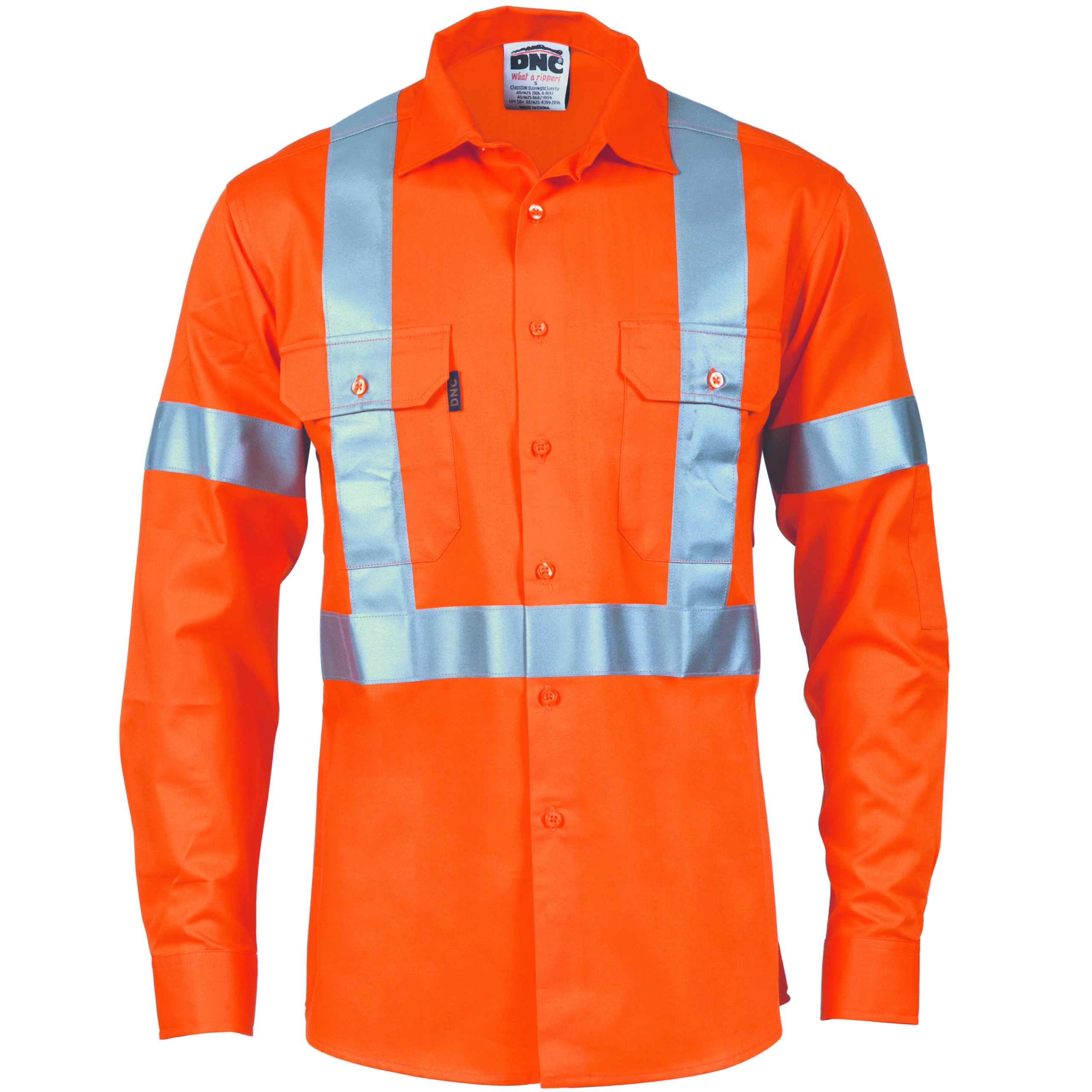 HiVis D/N Cotton Shirt with
Cross Back Generic R/Tape
- long sleeve Orange