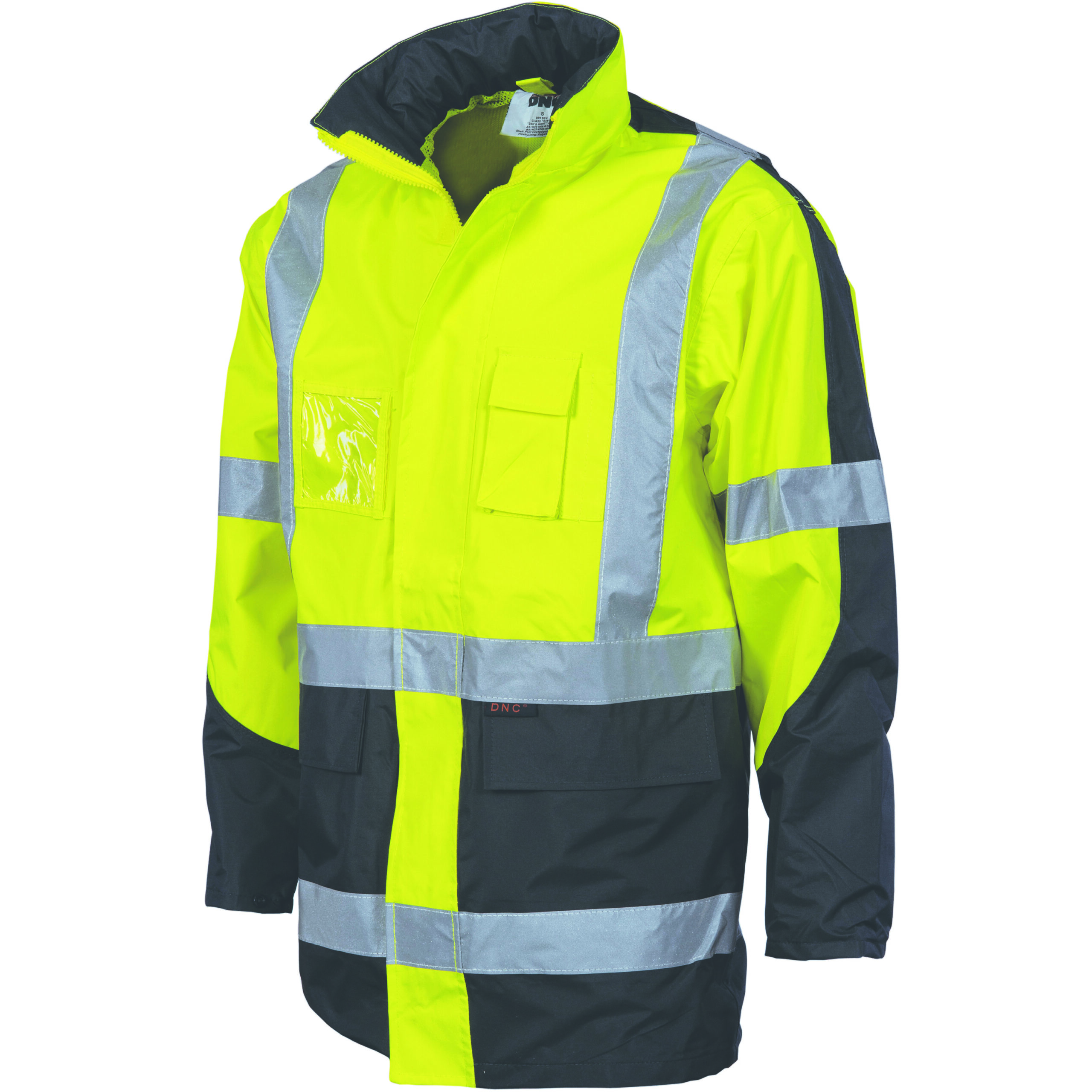 HiVis 2 Tone Cross Back D/N “2 in 1” Contrast Rain Jacket Yellow/Navy